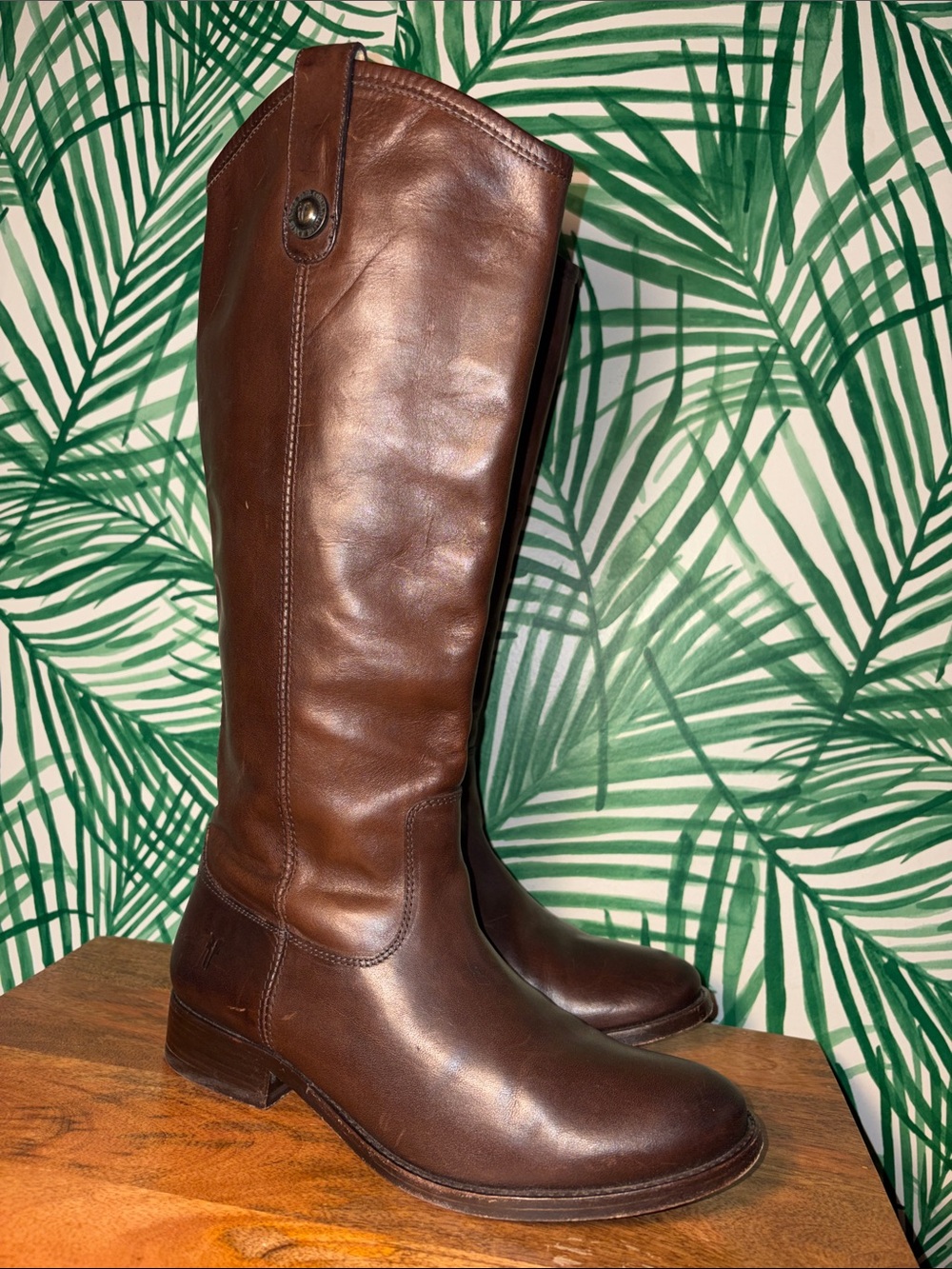 Frye Melissa Button 2 Dark Brown Leather Riding Boots Women’s 7 B 3477167
